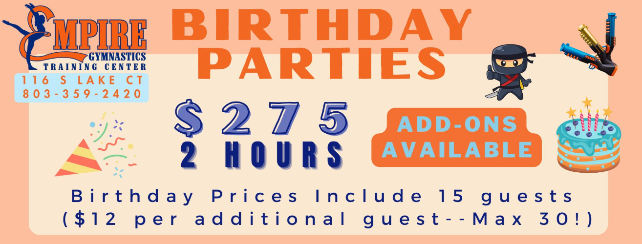 gymnastics birthday parties lexington sc
